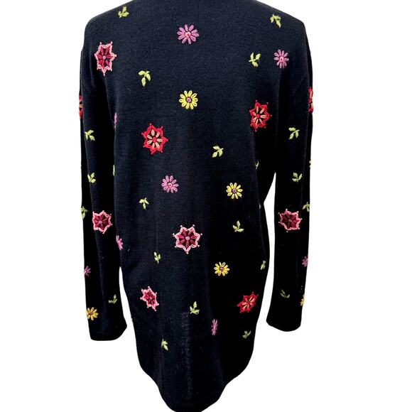 "VINTAGE LIZ CLAIBORNE" Wool Embroidered, Y2K,Artsy,Floral,Dark Fairy,Whimsical - Picture 2 of 9